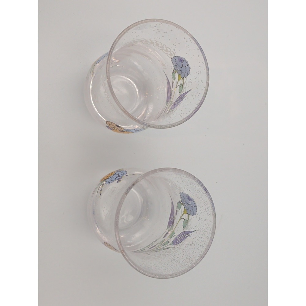 Set Of Two Hand Blown Anthropologie Turkuaz Kitchen Posy Juice Glasses - Picture 5 of 8